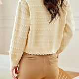 V-Neck Textured Knit Jacquard Cardigan