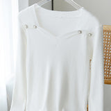 Fashionable Square Neck Long Sleeve Knit Top