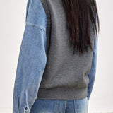 Fashion Denim Patchwork Hoodie