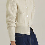 Warm Drop-Shoulder Lapel Cardigan