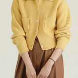 Warm Drop-Shoulder Lapel Cardigan