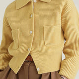 Warm Drop-Shoulder Lapel Cardigan