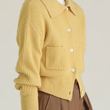 Warm Drop-Shoulder Lapel Cardigan