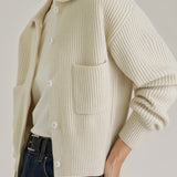 Warm Drop-Shoulder Lapel Cardigan