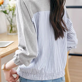 Casual Patchwork Striped Sweatshirt