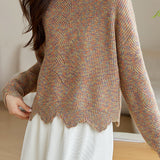 Fashionable Floral Hollow Out Knit Sweater