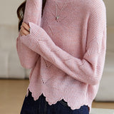 Fashionable Floral Hollow Out Knit Sweater