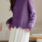 Fashionable Floral Hollow Out Knit Sweater