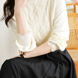 French Elegant Half High Neck Lace Base Shirt