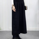 High-Waisted Casual Wool Wide-Leg Trousers