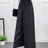 High-Waisted Casual Wool Wide-Leg Trousers