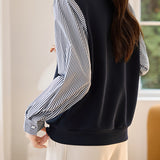 Striped Panel Round Neck Sweatshirt