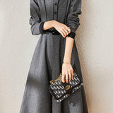 Retro Color Block Midi Dress