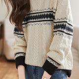 Round-neck long-sleeved twisted-knit inner top