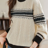 Round-neck long-sleeved twisted-knit inner top