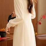 Elegant Bow Elegant Temperament Knitted Dress