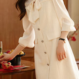 Elegant Bow Elegant Temperament Knitted Dress