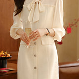 Elegant Bow Elegant Temperament Knitted Dress