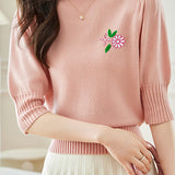 Elegant Embroidered Knitted Top