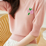 Elegant Embroidered Knitted Top
