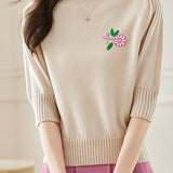 Elegant Embroidered Knitted Top