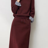 Simple sweatshirt and half skirt set
