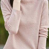 Half turtleneck solid-color base layer shirt with hidden patterns