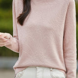 Half turtleneck solid-color base layer shirt with hidden patterns