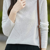 Half turtleneck solid-color base layer shirt with hidden patterns