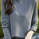 Half turtleneck solid-color base layer shirt with hidden patterns