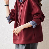 Hooded drawstring long-sleeved sweatshirt