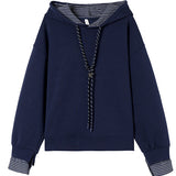 Hooded drawstring long-sleeved sweatshirt