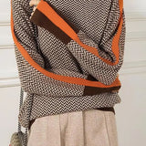 Contrast-color high-neck knitted sweater