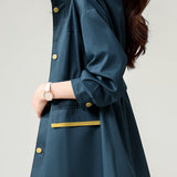 Color-blocking mid-length windbreaker