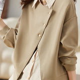 Two - piece Casual Sweatshirt with Stripe Patchwork