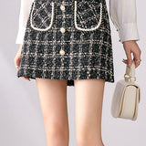 Elegant tweed hip skirt