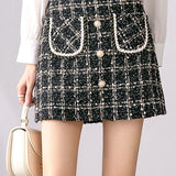 Elegant tweed hip skirt