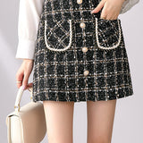 Elegant tweed hip skirt
