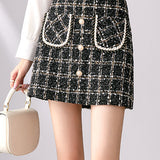 Elegant tweed hip skirt