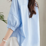 Solid-color Loose Mid-length Sleeve Shirt