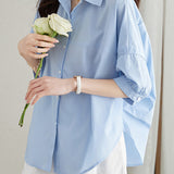 Solid-color Loose Mid-length Sleeve Shirt
