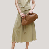 Commuting Simple Waistcoat and Midi Skirt Set