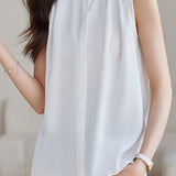 Solid Colored Ruffled Sleeveless Shirt