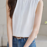 Solid Colored Ruffled Sleeveless Shirt