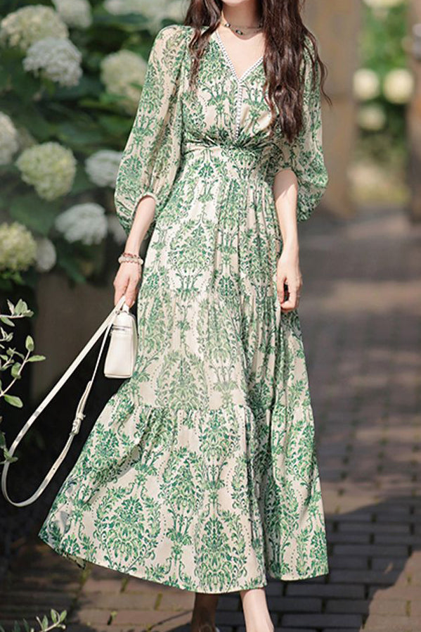 patterned chiffon dress Floral Chiffon Dress