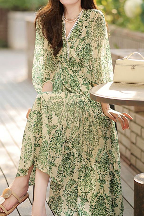 patterned chiffon dress Floral Chiffon Dress