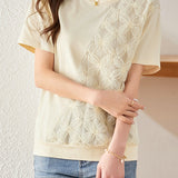 Lace Spliced T-shirt with a sense of design