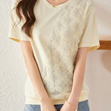 Lace Spliced T-shirt with a sense of design