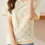 Lace Spliced T-shirt with a sense of design