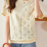 Lace Spliced T-shirt with a sense of design
